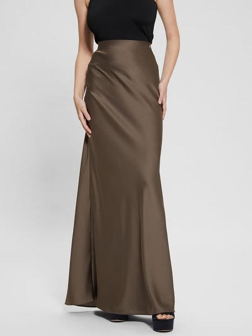 Guess Eco Annachiara Satin Skirt Bruin | GUESS-SN28138
