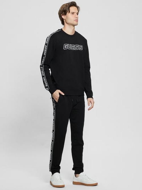 Guess Eco Arlo Fleece Sweatshirt Zwart | GUESS-SN31032