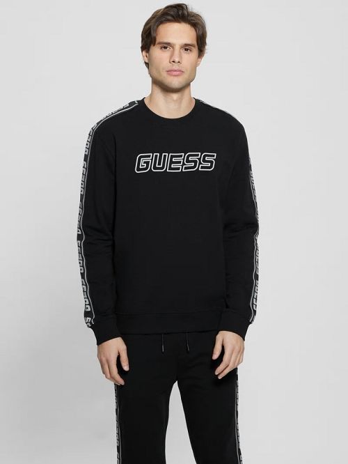 Guess Eco Arlo Fleece Sweatshirt Zwart | GUESS-SN31032