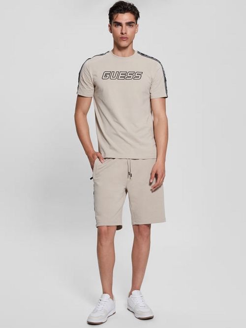 Guess Eco Arlo Logo Tape Shorts Beige | GUESS-SN31549