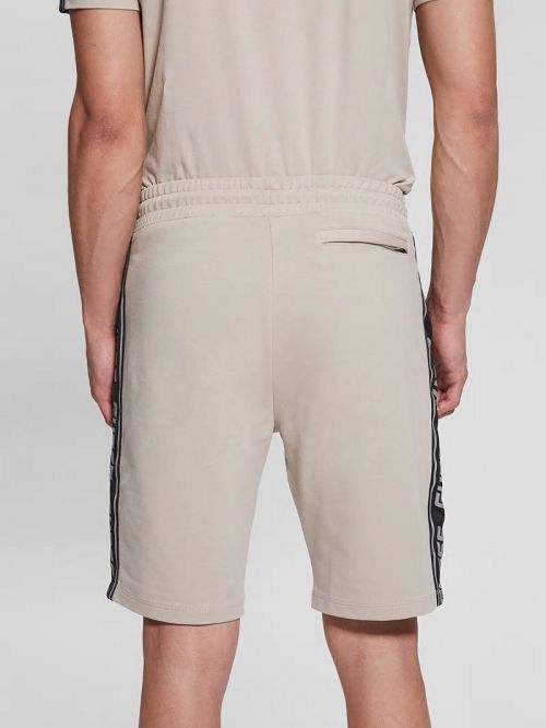 Guess Eco Arlo Logo Tape Shorts Beige | GUESS-SN31549