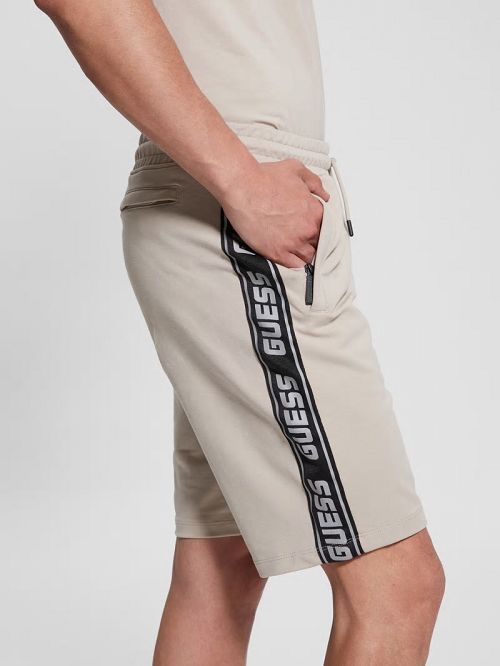 Guess Eco Arlo Logo Tape Shorts Beige | GUESS-SN31549