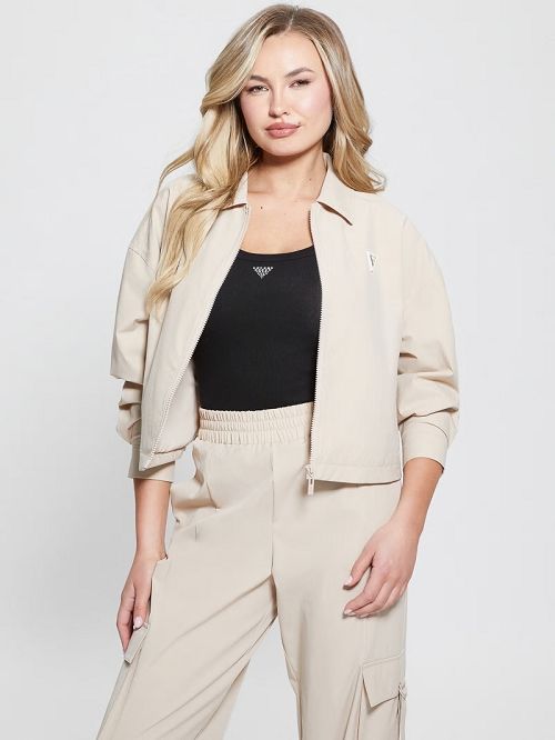 Guess Eco Aurélie Zip-Up Jacket Beige | GUESS-SN28391
