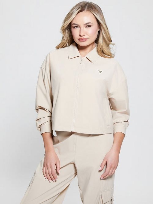 Guess Eco Aurélie Zip-Up Jacket Beige | GUESS-SN28391