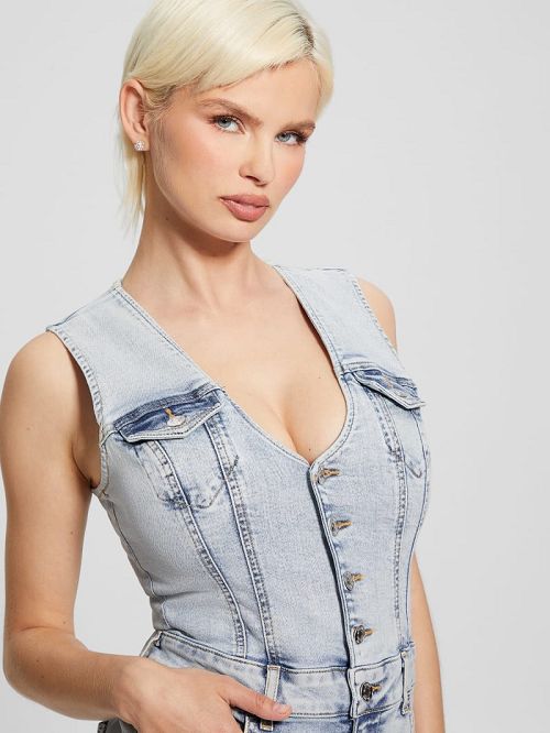Guess Eco Bella Denim Romper Blauw | GUESS-SN26665