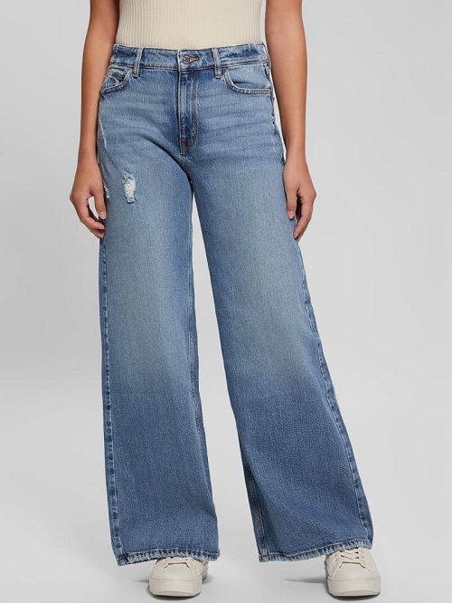 Guess Eco Bellflower Wide Leg Jeans Blauw | GUESS-SN26663