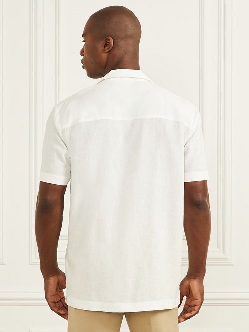 Guess Eco Billy Embroidered Bowling Shirt Wit | GUESS-SN31180