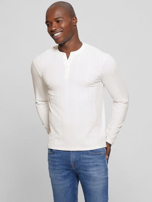 Guess Eco Brentwood Knit Henley Wit | GUESS-SN30622