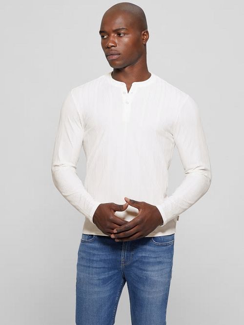 Guess Eco Brentwood Knit Henley Wit | GUESS-SN30622