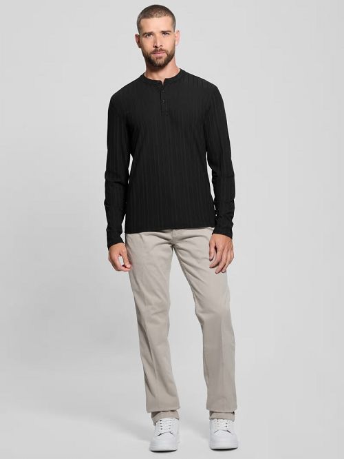 Guess Eco Brentwood Knit Henley Zwart | GUESS-SN30713