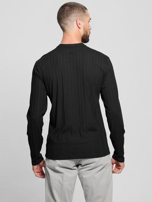 Guess Eco Brentwood Knit Henley Zwart | GUESS-SN30713