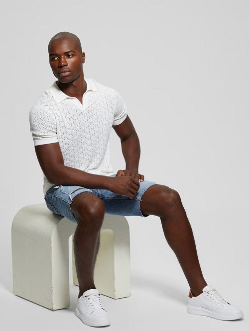 Guess Eco Brian Pointelle Polo Wit | GUESS-SN31300