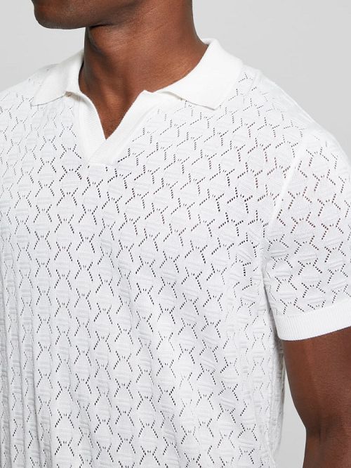 Guess Eco Brian Pointelle Polo Wit | GUESS-SN31300