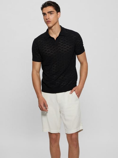 Guess Eco Brian Pointelle Polo Zwart | GUESS-SN31294