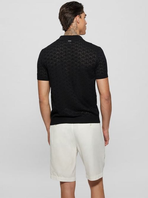 Guess Eco Brian Pointelle Polo Zwart | GUESS-SN31294