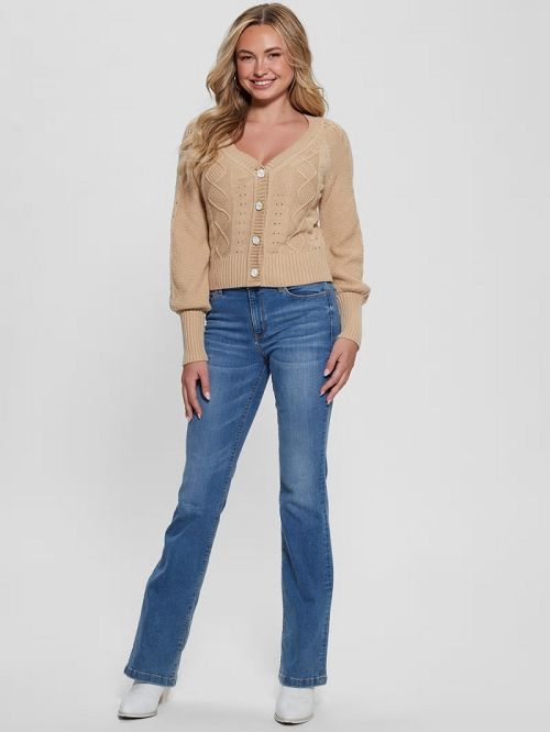 Guess Eco Brielle Cardigan Sweater Beige | GUESS-SN27792