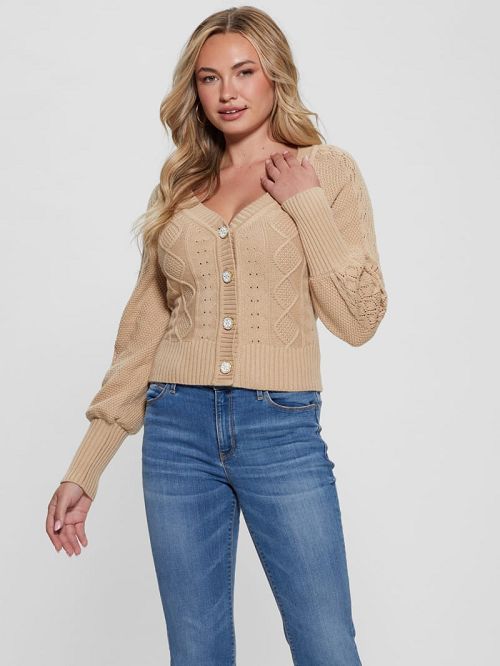 Guess Eco Brielle Cardigan Sweater Beige | GUESS-SN27792