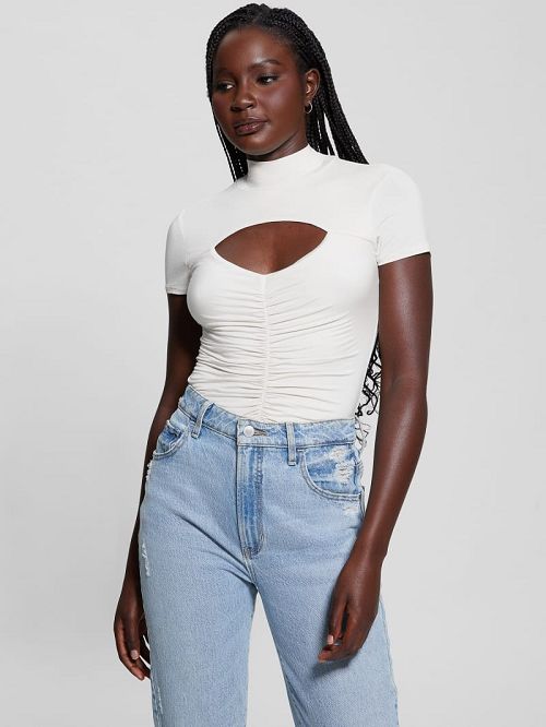 Guess Eco Brienna Cutout Top Wit | GUESS-SN27248