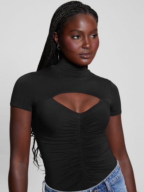 Guess Eco Brienna Cutout Top Zwart | GUESS-SN27442