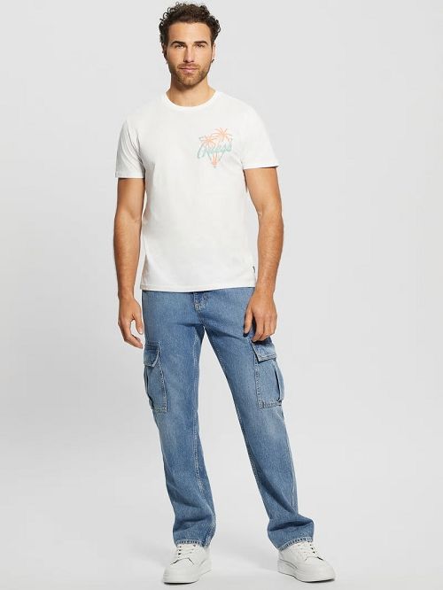 Guess Eco California Signature Tee Wit | GUESS-SN30487