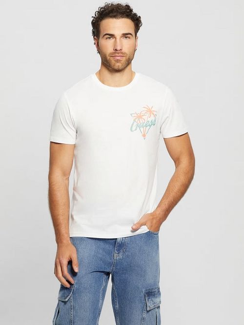 Guess Eco California Signature Tee Wit | GUESS-SN30487