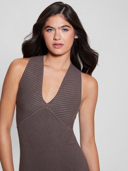 Guess Eco Carista Midi Sweater Dress Bruin | GUESS-SN26890