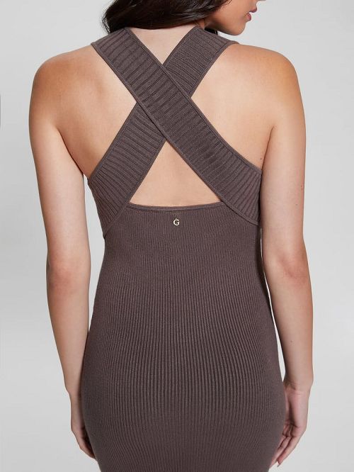 Guess Eco Carista Midi Sweater Dress Bruin | GUESS-SN26890