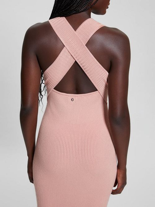 Guess Eco Carista Midi Sweater Dress Roze | GUESS-SN27026