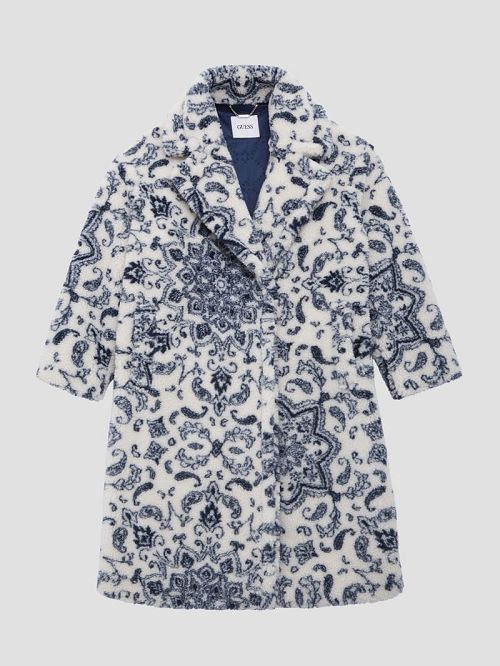 Guess Eco Carolina Printed Sherpa Coat Blauw | GUESS-SN27958