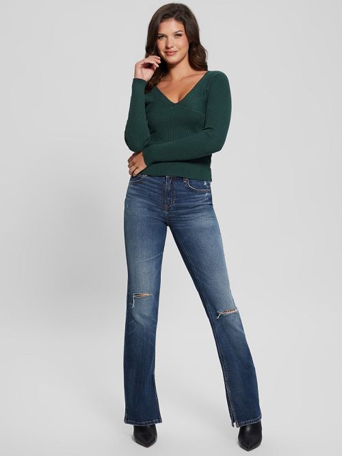Guess Eco Cirila Ribbed Sweater Top Groen | GUESS-SN27826