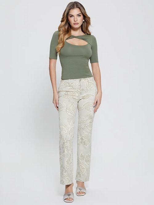 Guess Eco Clara Twisted Yoke Top Groen | GUESS-SN27525