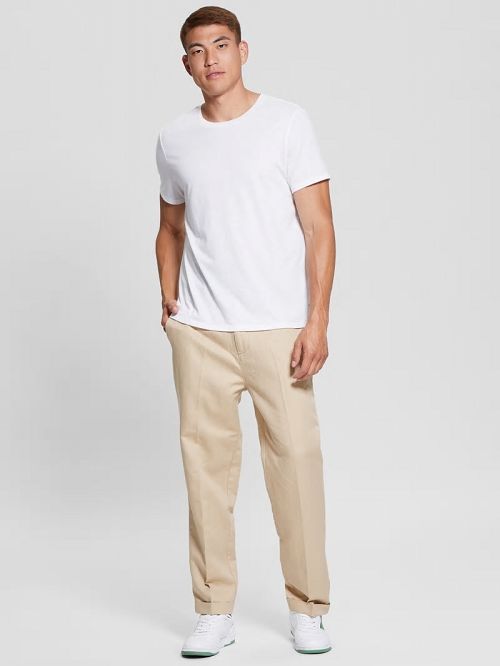 Guess Eco Clement Twill Cropped Chino Pants Beige | GUESS-SN31440