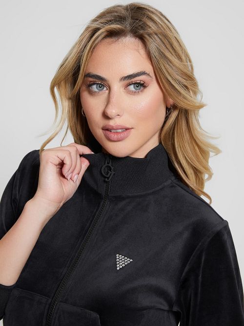 Guess Eco Couture Full-Zip Sweatshirt Zwart | GUESS-SN28398