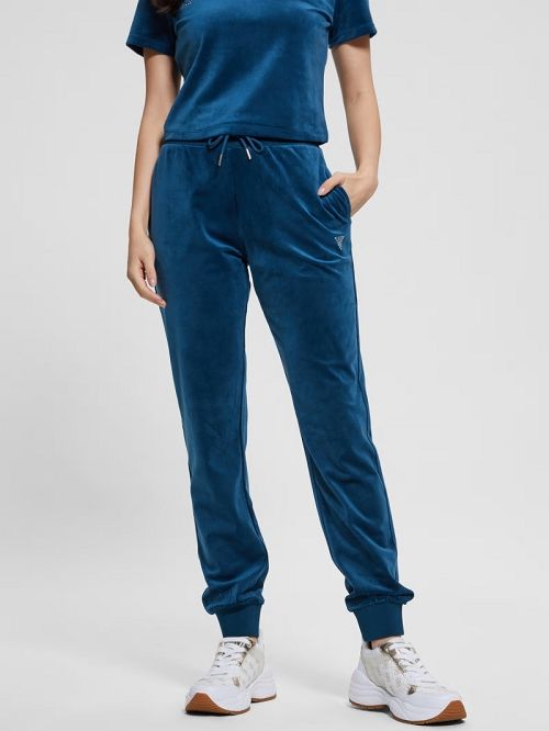 Guess Eco Couture Velvet Joggers Blauw | GUESS-SN28482