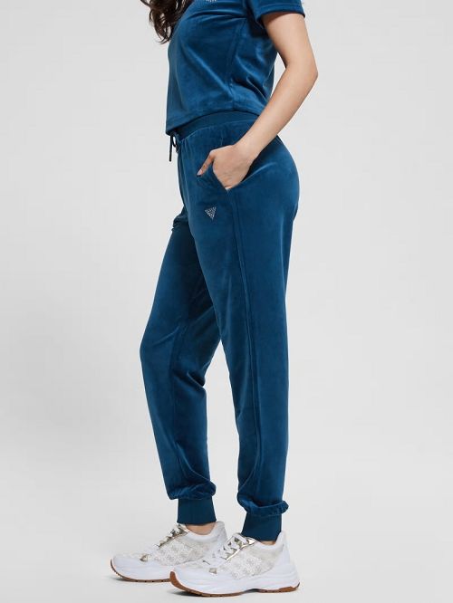 Guess Eco Couture Velvet Joggers Blauw | GUESS-SN28482