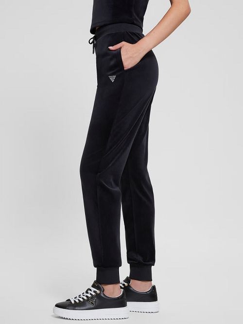 Guess Eco Couture Velvet Joggers Zwart | GUESS-SN28472