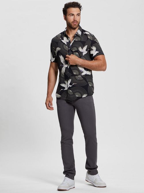 Guess Eco Crane Shirt Zwart Wit | GUESS-SN31081