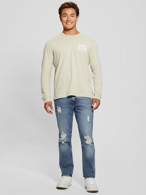 Guess Eco Crest Logo Crewneck Beige | GUESS-SN31060