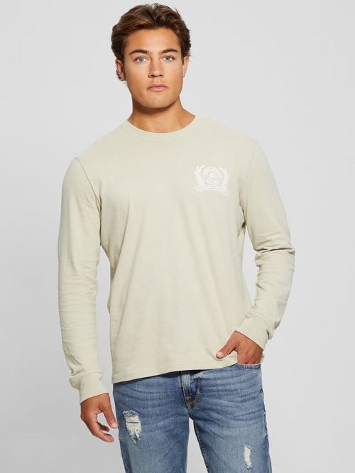Guess Eco Crest Logo Crewneck Beige | GUESS-SN31060