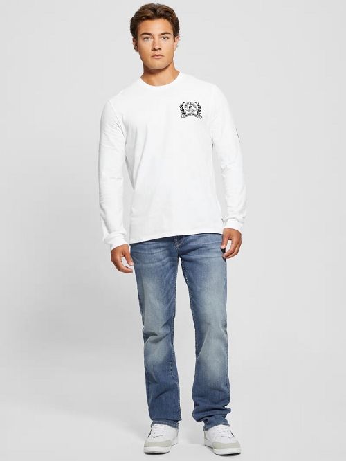 Guess Eco Crest Logo Crewneck Wit | GUESS-SN31042