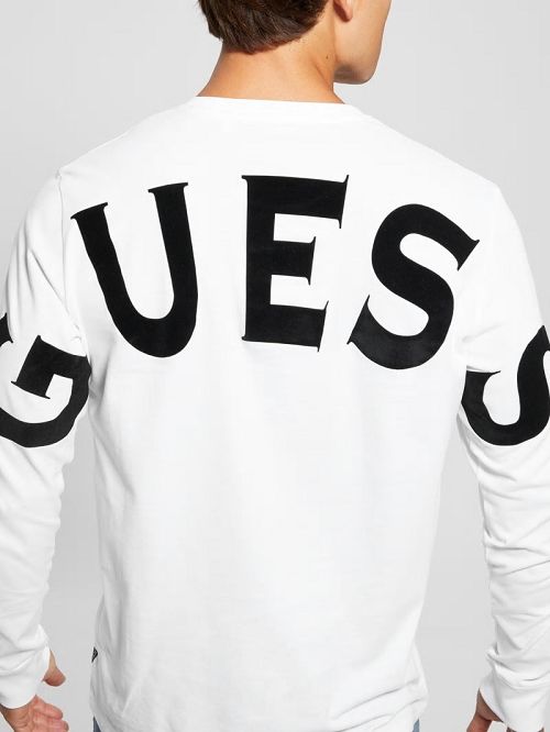 Guess Eco Crest Logo Crewneck Wit | GUESS-SN31042