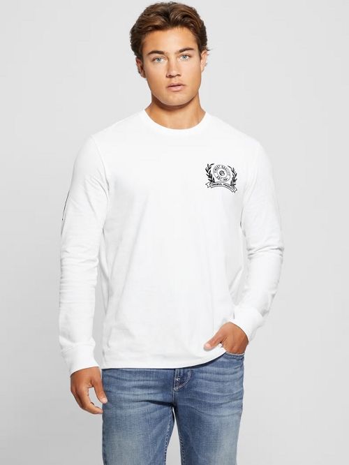 Guess Eco Crest Logo Crewneck Wit | GUESS-SN31042