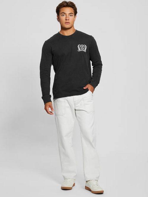 Guess Eco Crest Logo Crewneck Zwart | GUESS-SN31041