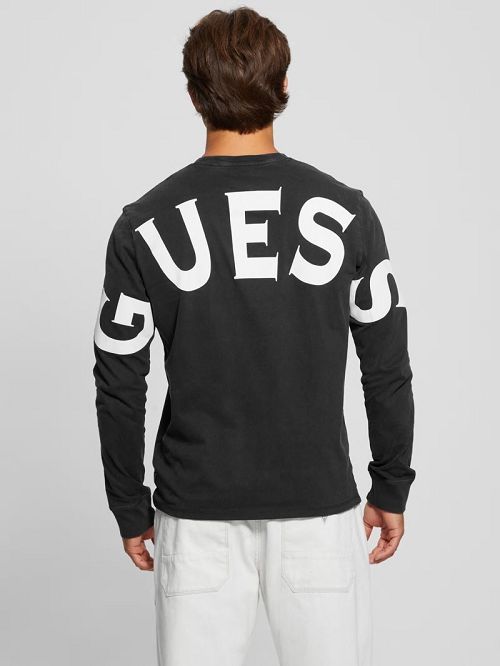 Guess Eco Crest Logo Crewneck Zwart | GUESS-SN31041