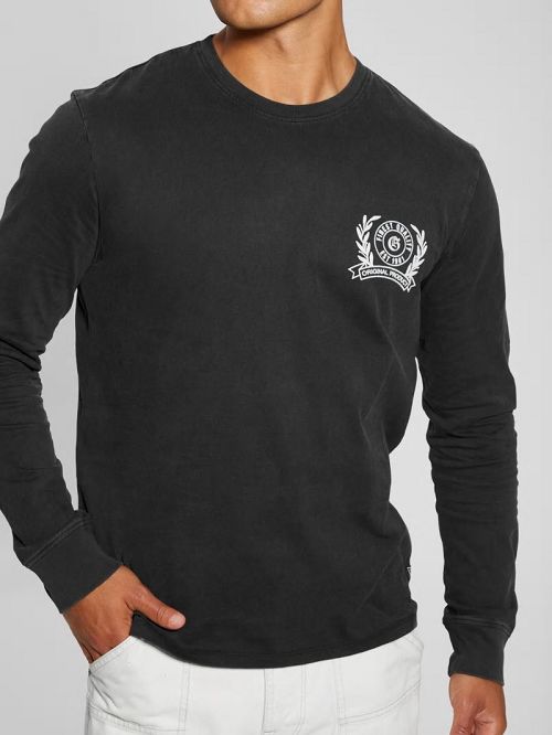 Guess Eco Crest Logo Crewneck Zwart | GUESS-SN31041