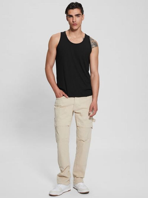Guess Eco Cyrus Ribbed Tank Zwart | GUESS-SN30621