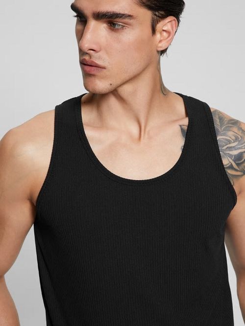 Guess Eco Cyrus Ribbed Tank Zwart | GUESS-SN30621