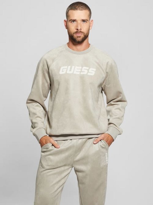 Guess Eco Daril Crewneck Sweatshirt Beige | GUESS-SN31035