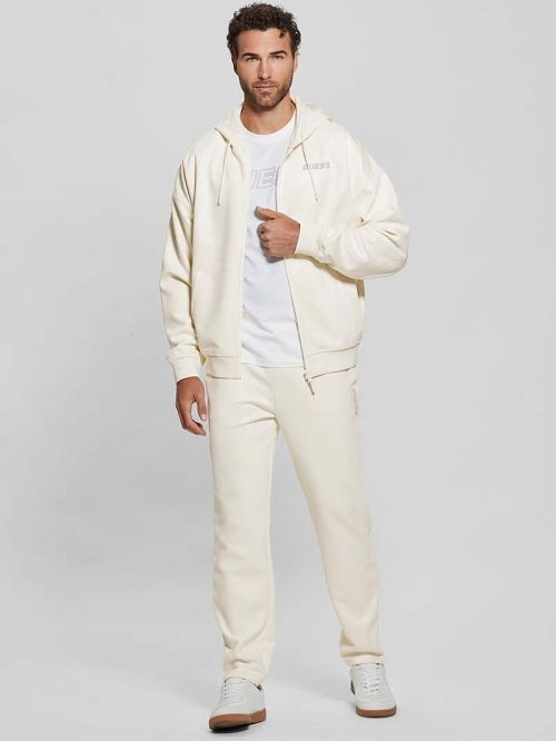 Guess Eco Daril Zip-Up Hoodie Sweatshirt Wit | GUESS-SN31036
