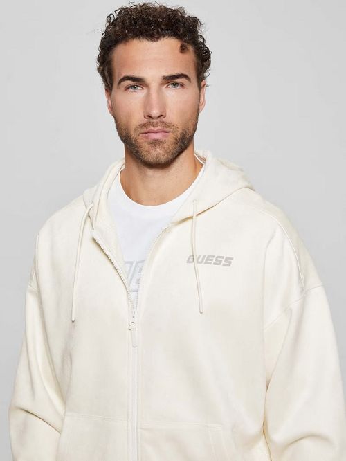Guess Eco Daril Zip-Up Hoodie Sweatshirt Wit | GUESS-SN31036